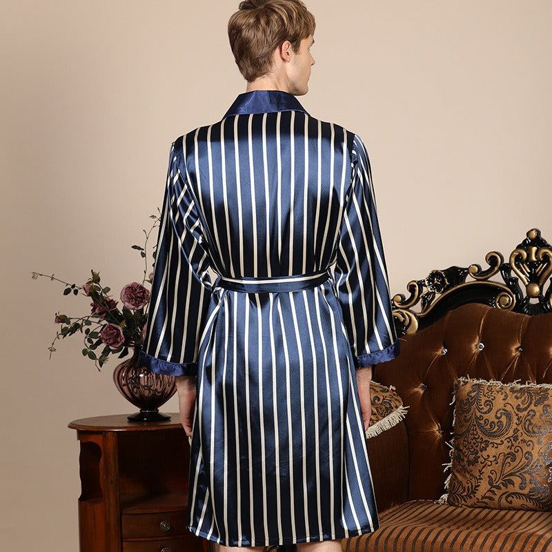 Peignoir Kimono Bleu Rayure