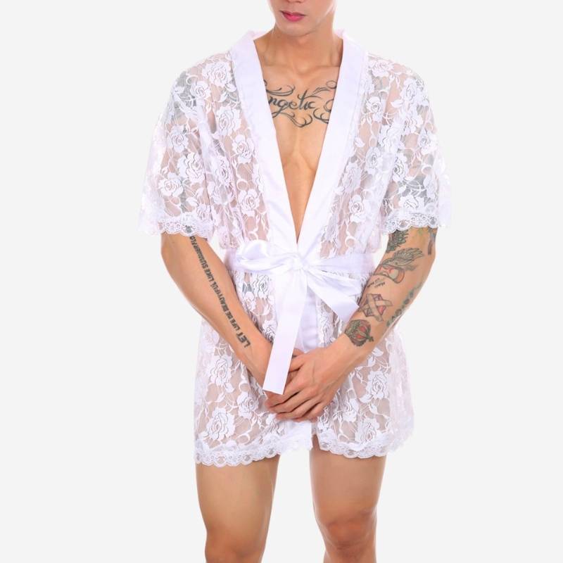 Kimono Dentelle Blanc Homme