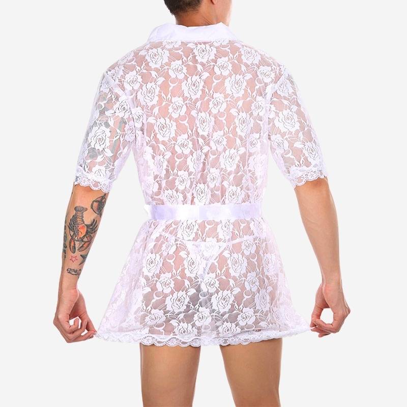 Kimono Dentelle Blanc Homme