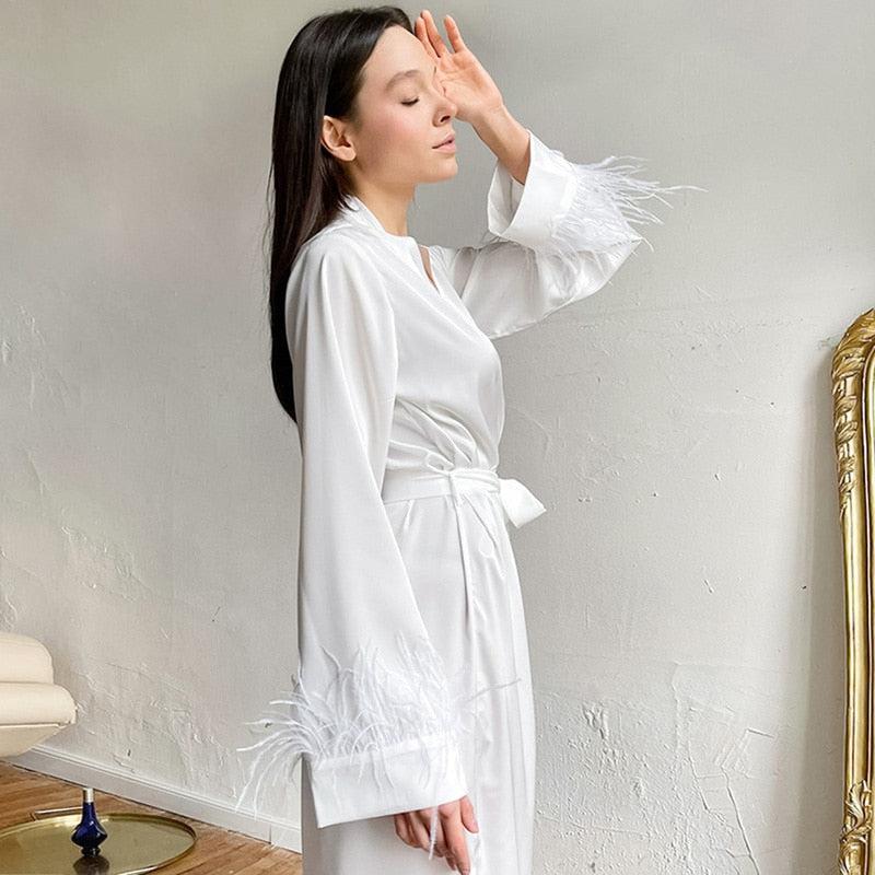 Peignoir Femme Blanc Doux Design