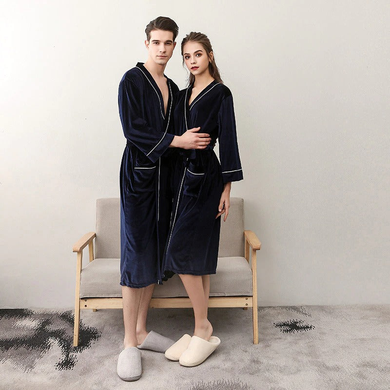 Peignoir de Bain Bleu Femme Velours