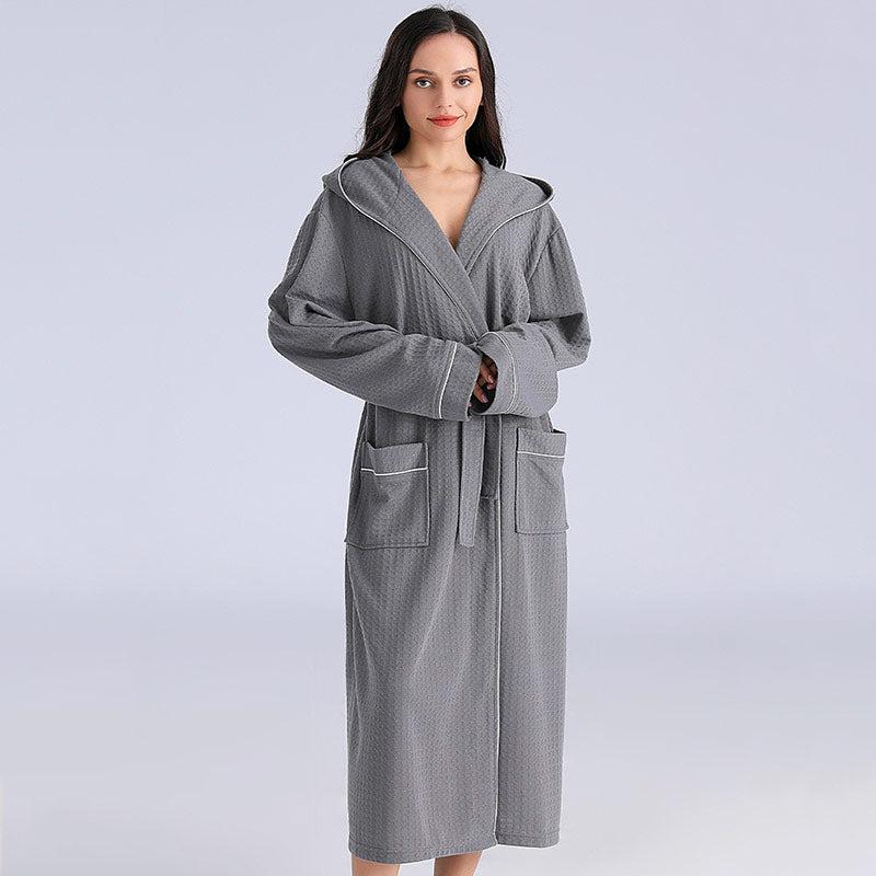 Peignoir de Bain Gris Femme Design Coton