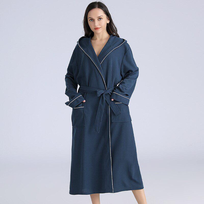 Peignoir de Bain Long Femme Bleu Marine