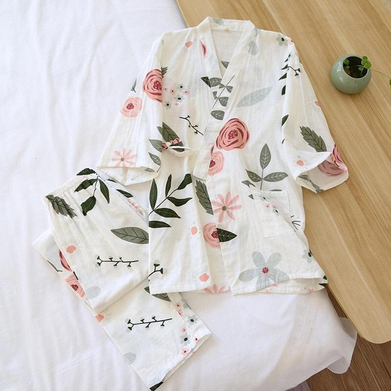 Pyjama Kimono Blanc Léger
