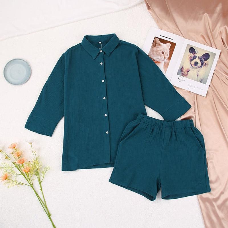 Pyjama Femme Bleu Canard Stylé