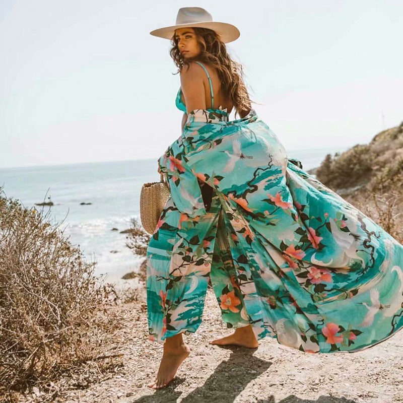 Robe kimono manche longue plage