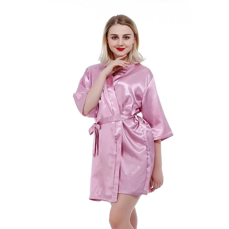 Robe Kimono Rose Satin Court