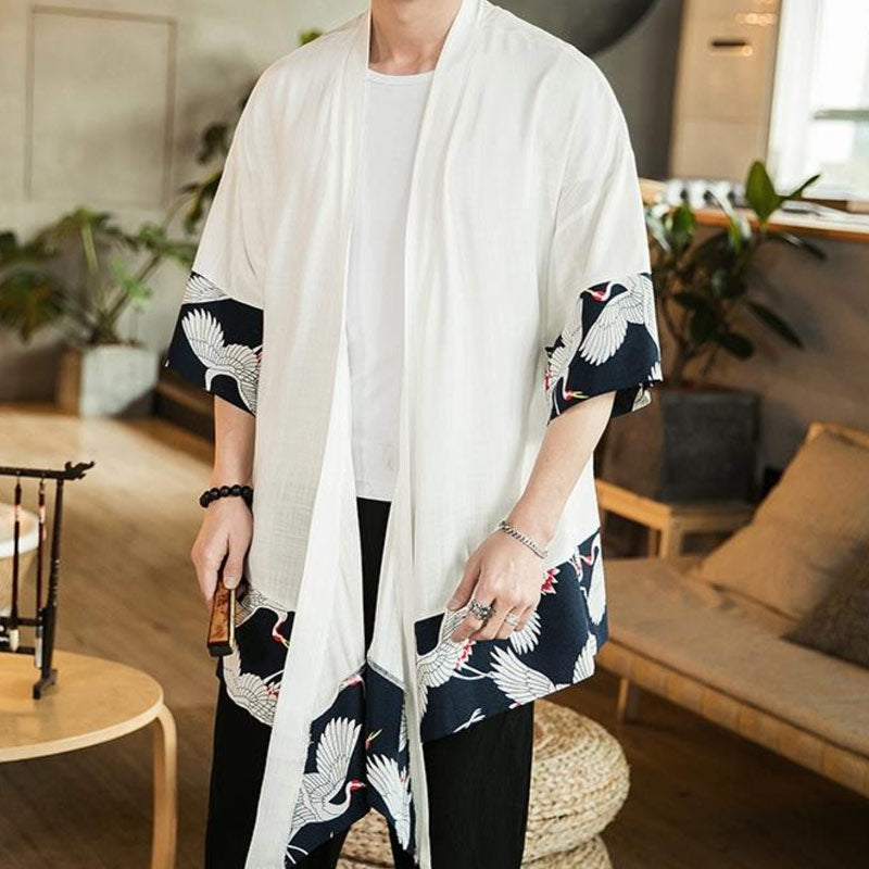 Veste Kimono Long Japonais Blanc