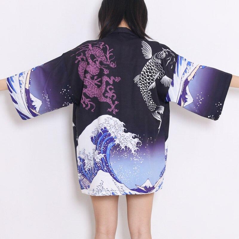 Veste Kimono Fluide Océan Design