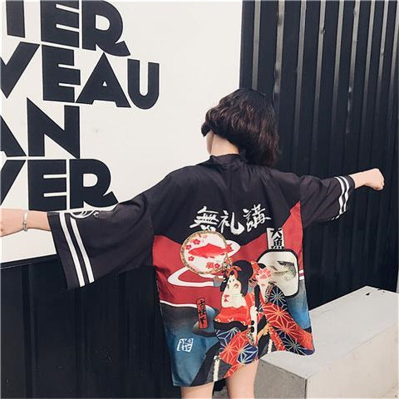 Veste Kimono Geisha Neko Design