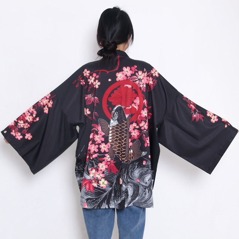 Veste Kimono Japonais Koï Femme