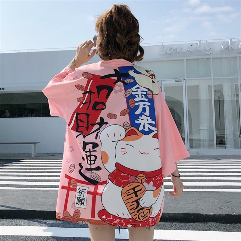 Veste Kimono Japonais Rose Femme