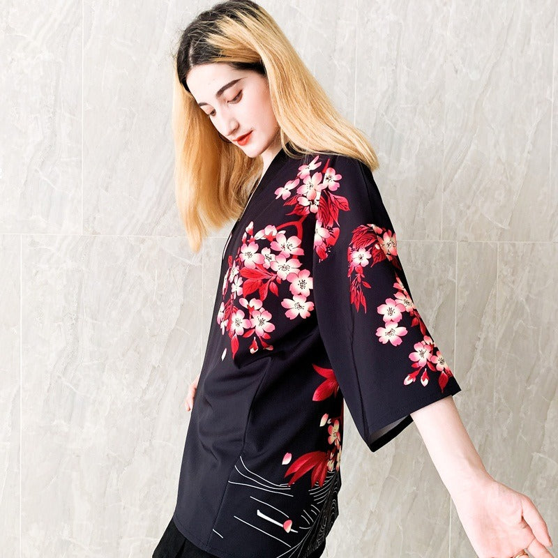 Veste Kimono Japonais Tigre Sakura