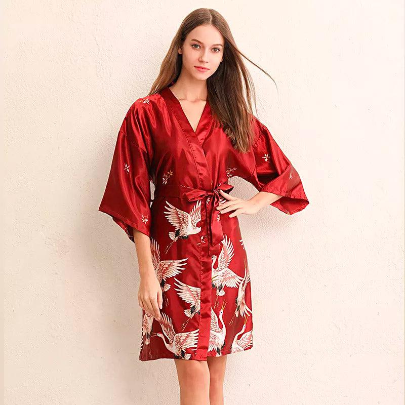 Robe Kimono Courte Rouge