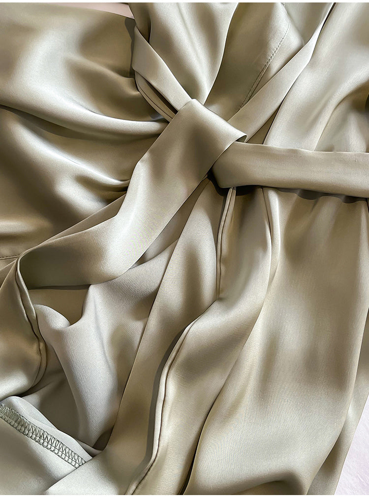 Peignoir Kimono en Soie Vert