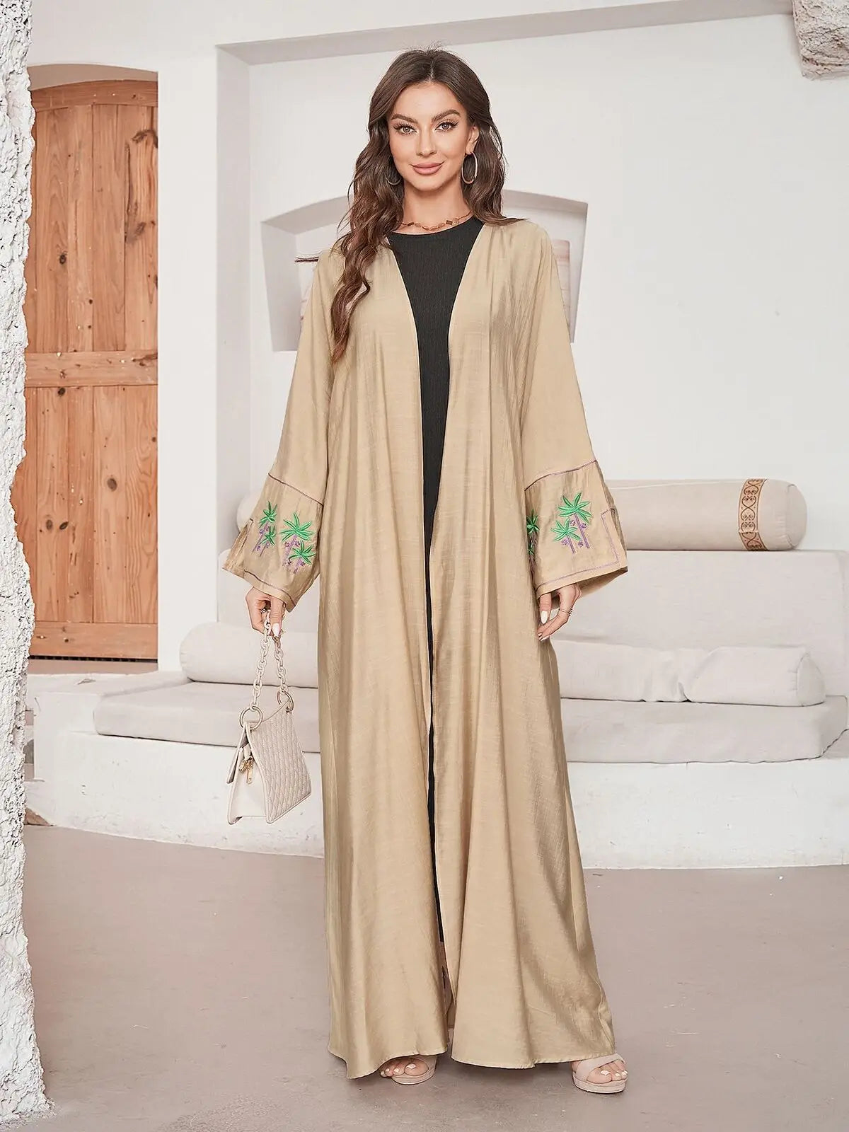 Abaya Kimono Femme Beige