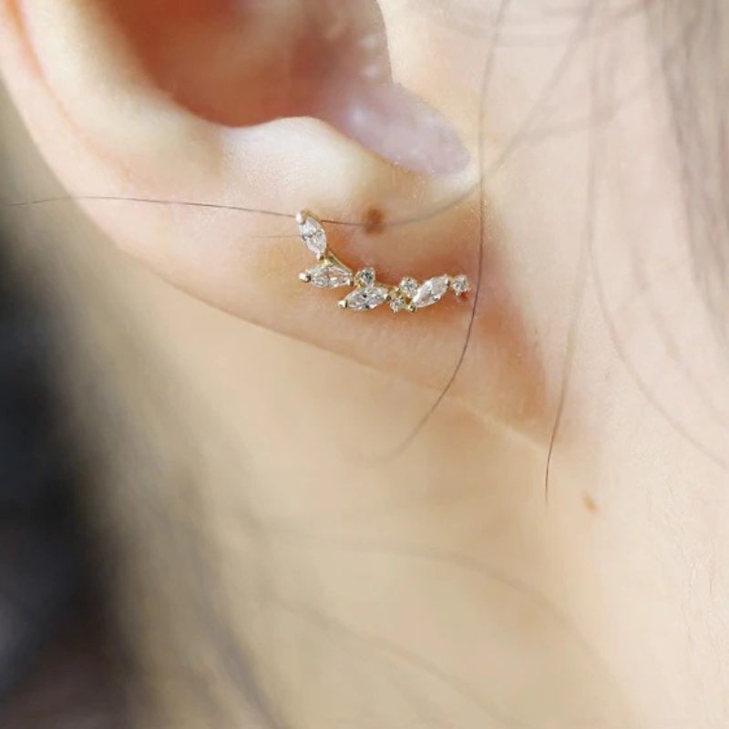 Boucle d’Oreilles Feuilles en Argent Sterling