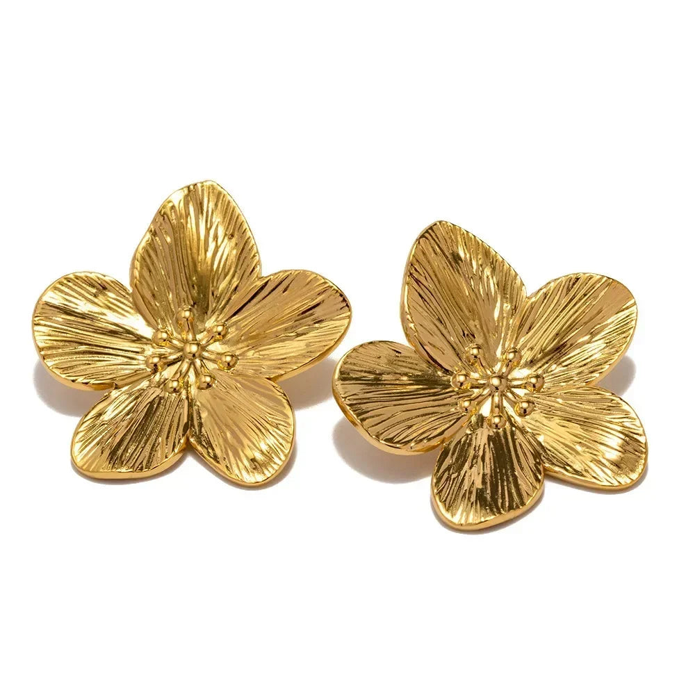 Boucles d’Oreilles Fleur Vintage Doré