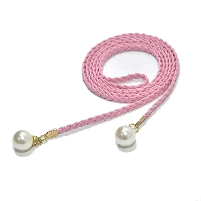 Ceinture Femme Tressée à Perles Rose