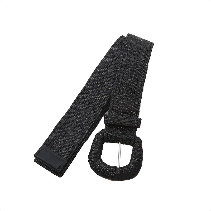 Ceinture Large Tressée à Boucle Noir