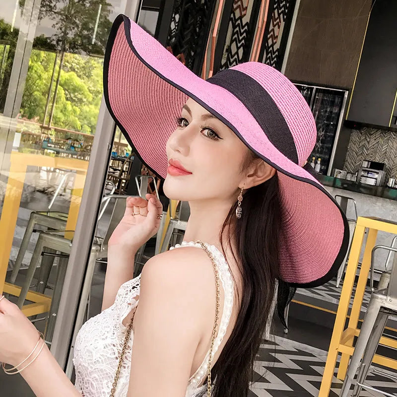Chapeau de Paille Femme Été Rose