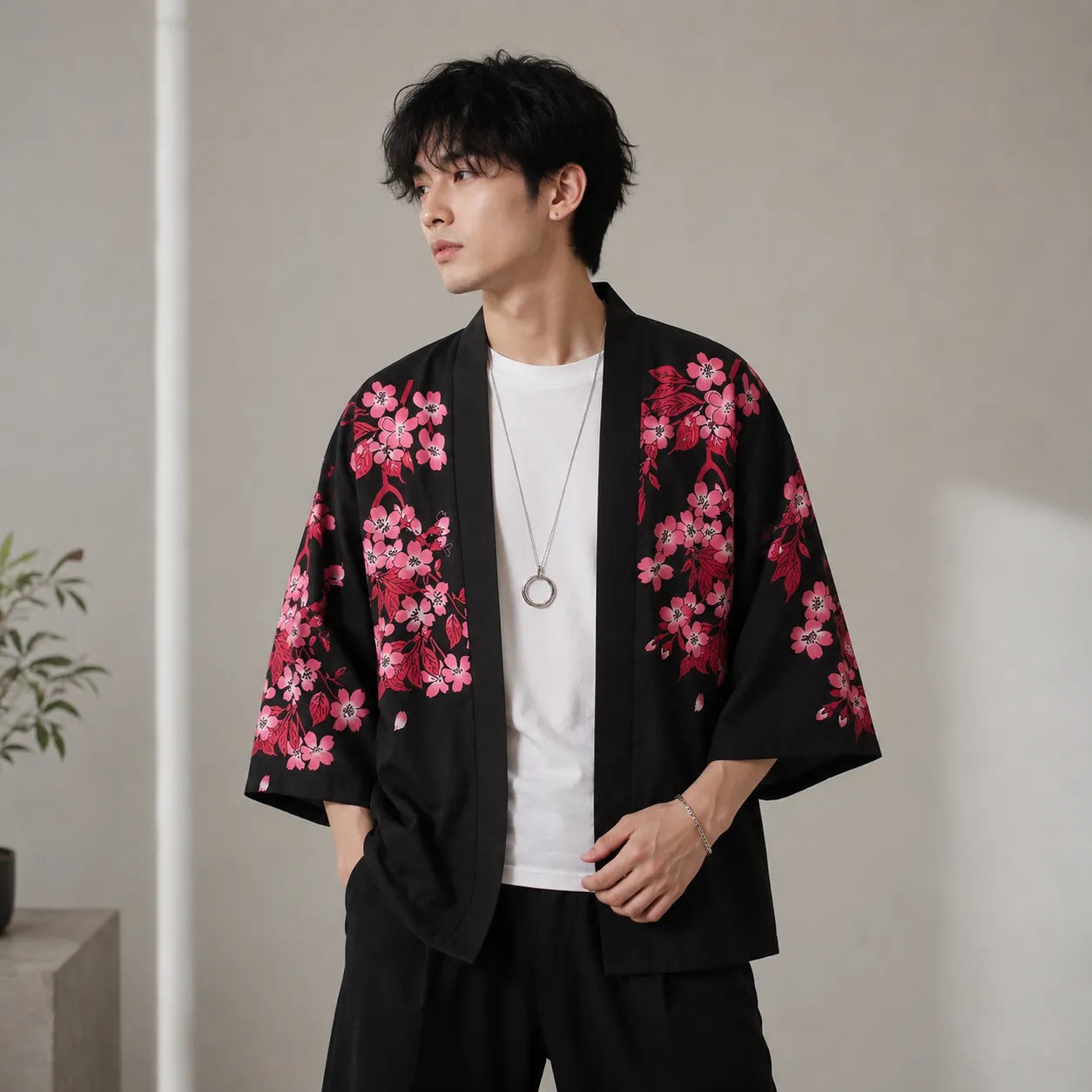 Chemise Style Kimono Fleuri