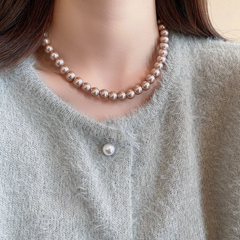 Collier de Perles Gris Métallique