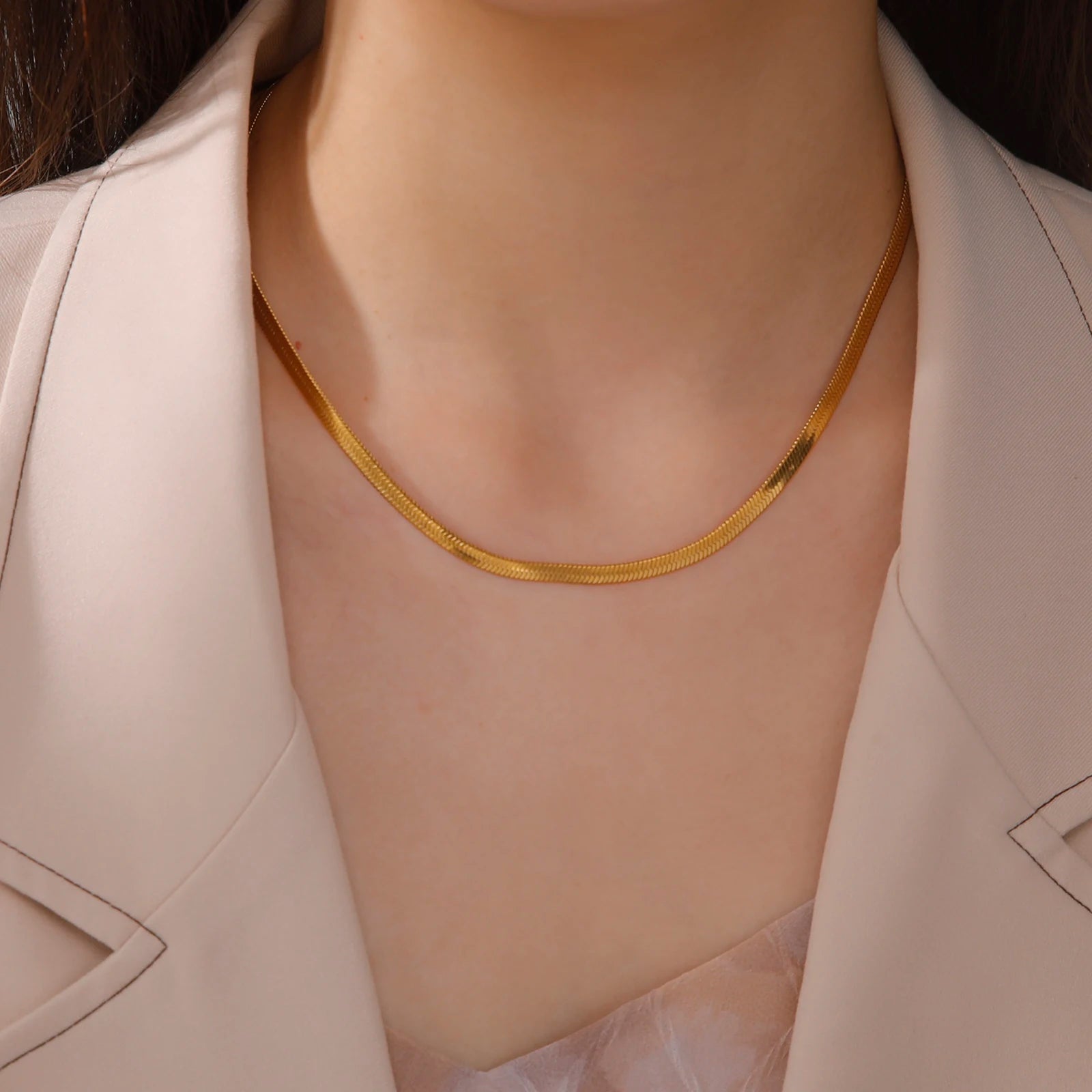 Collier en Maille Serpent Plate Epaisse