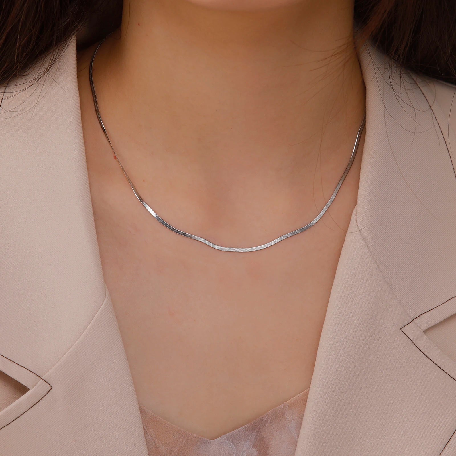 Collier en Maille Serpent Plate Fine