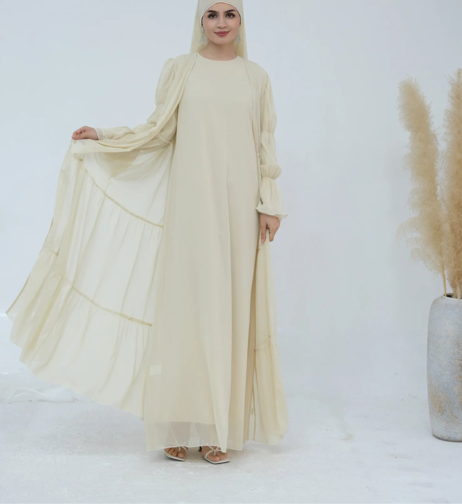 Ensemble Kimono Abaya Long Ceinturé