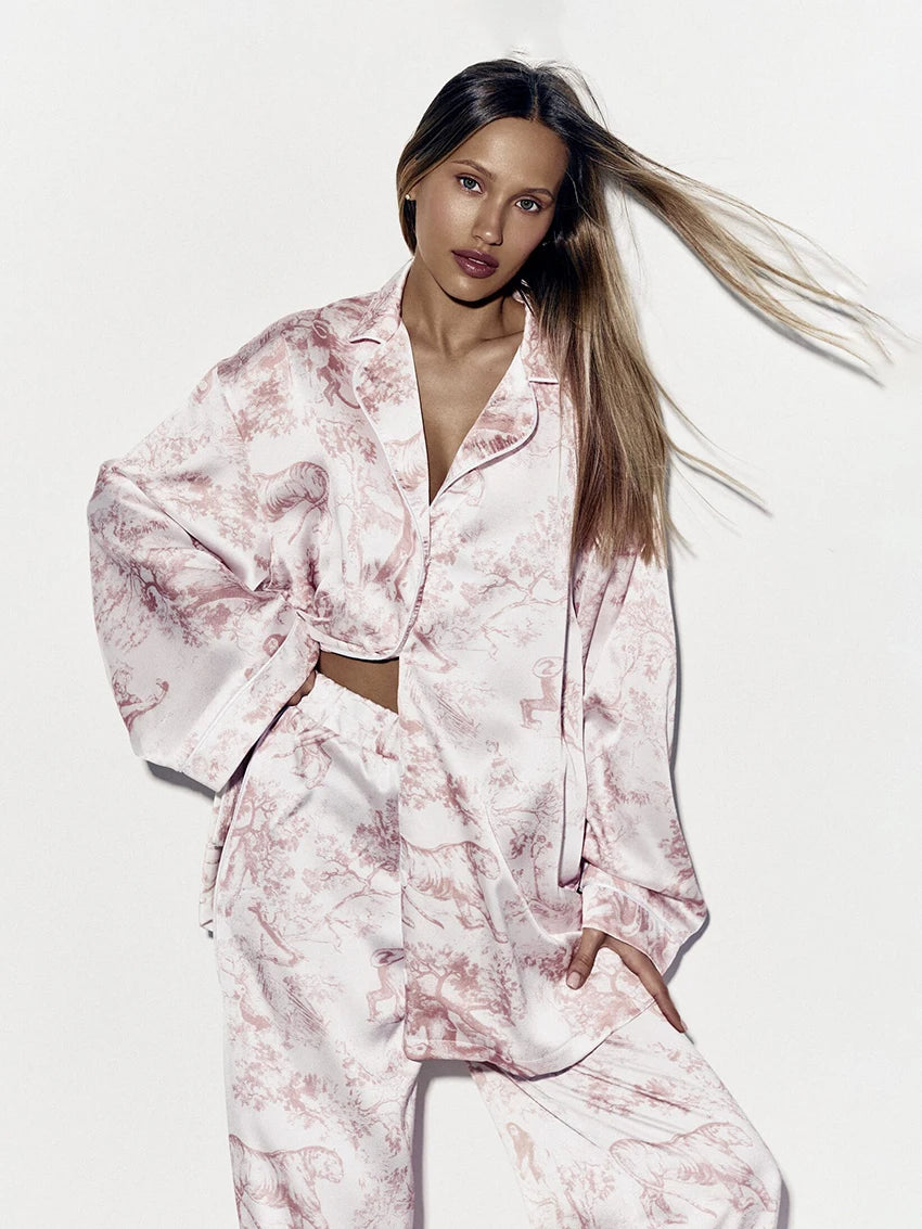 Ensemble Kimono Décontracté Rose et Blanc Léger