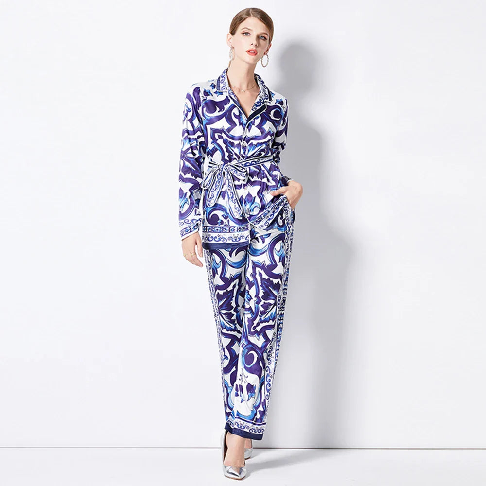 Ensemble Kimono Droit à Motifs