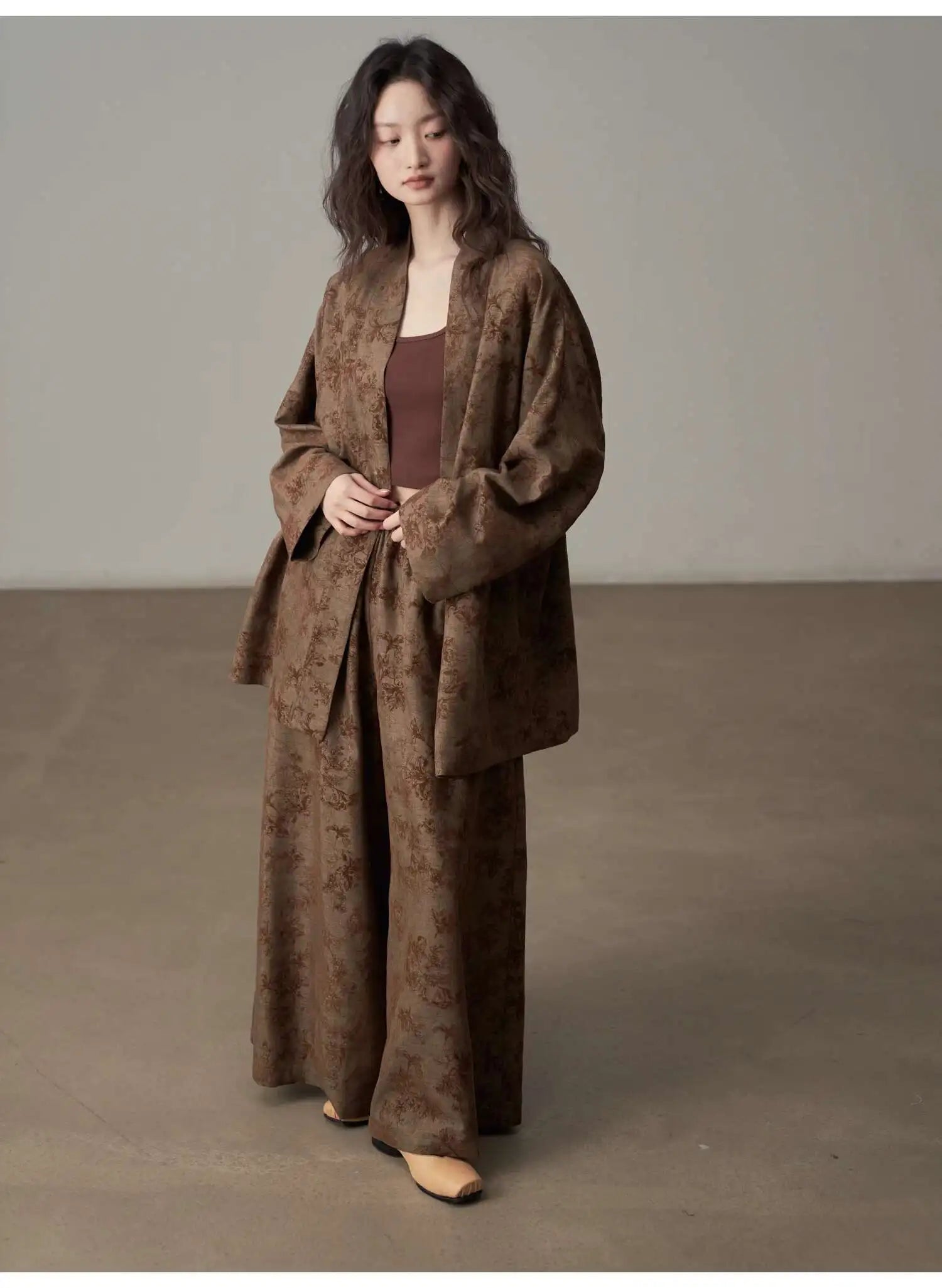 Ensemble Kimono Marron Rétro Stylé