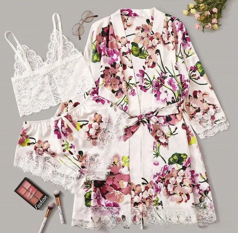 Ensemble Kimono de Nuit Fleuri Sexy