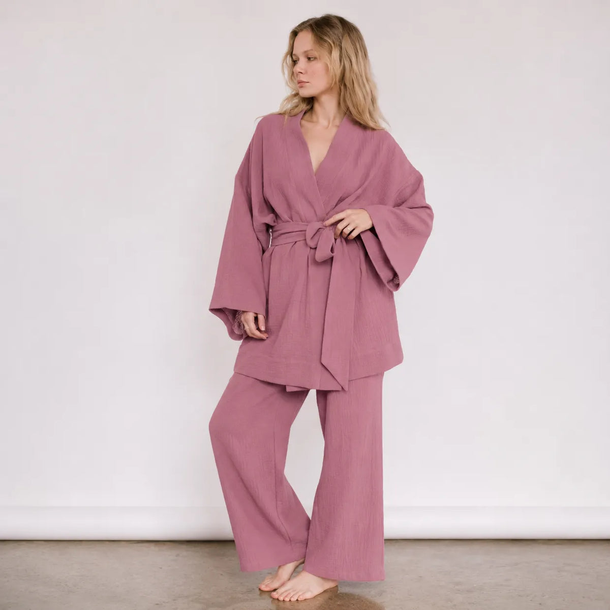 Ensemble Pyjama Ample Stylé Rose Léger