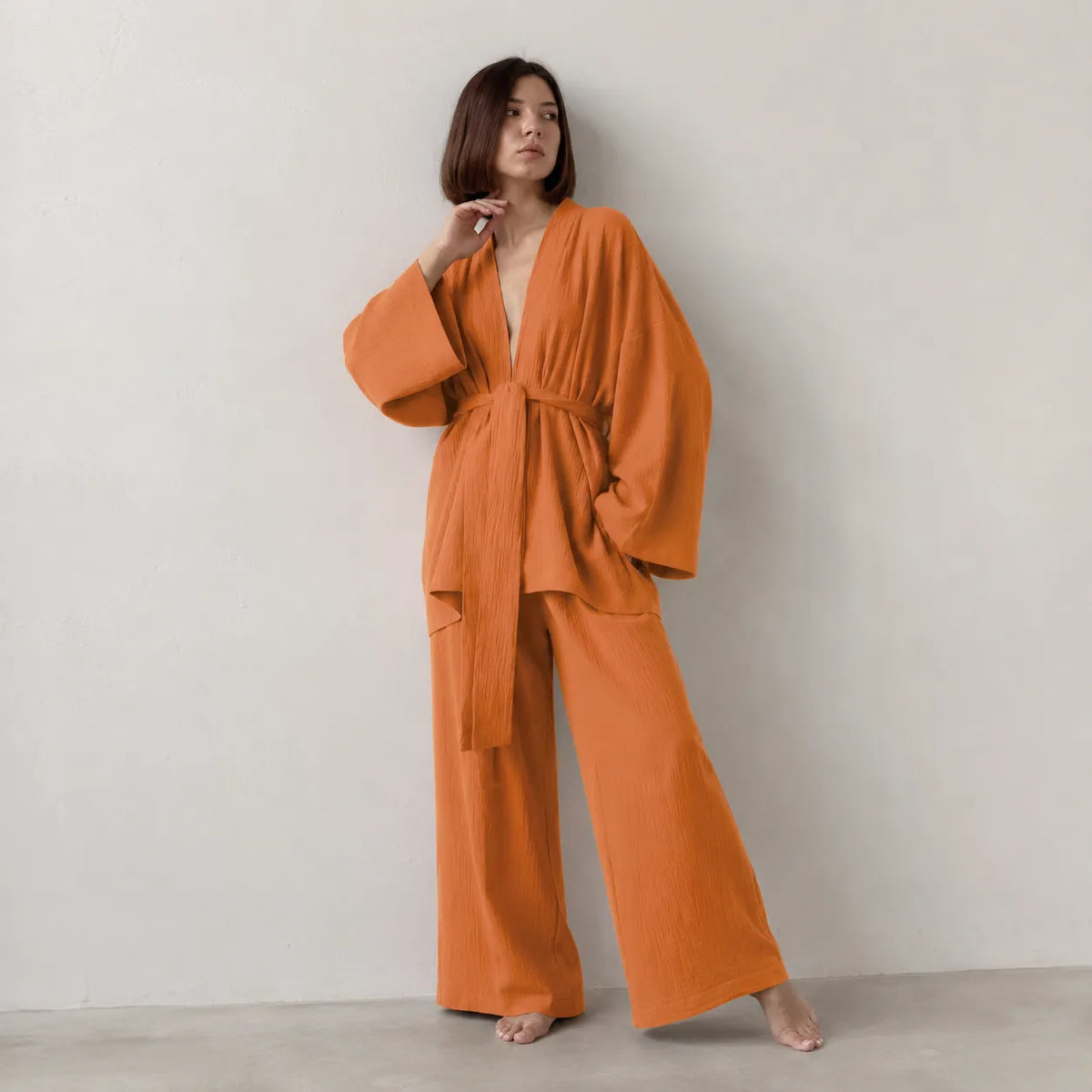 Ensemble Pyjama Femme Orange Fluide Orange