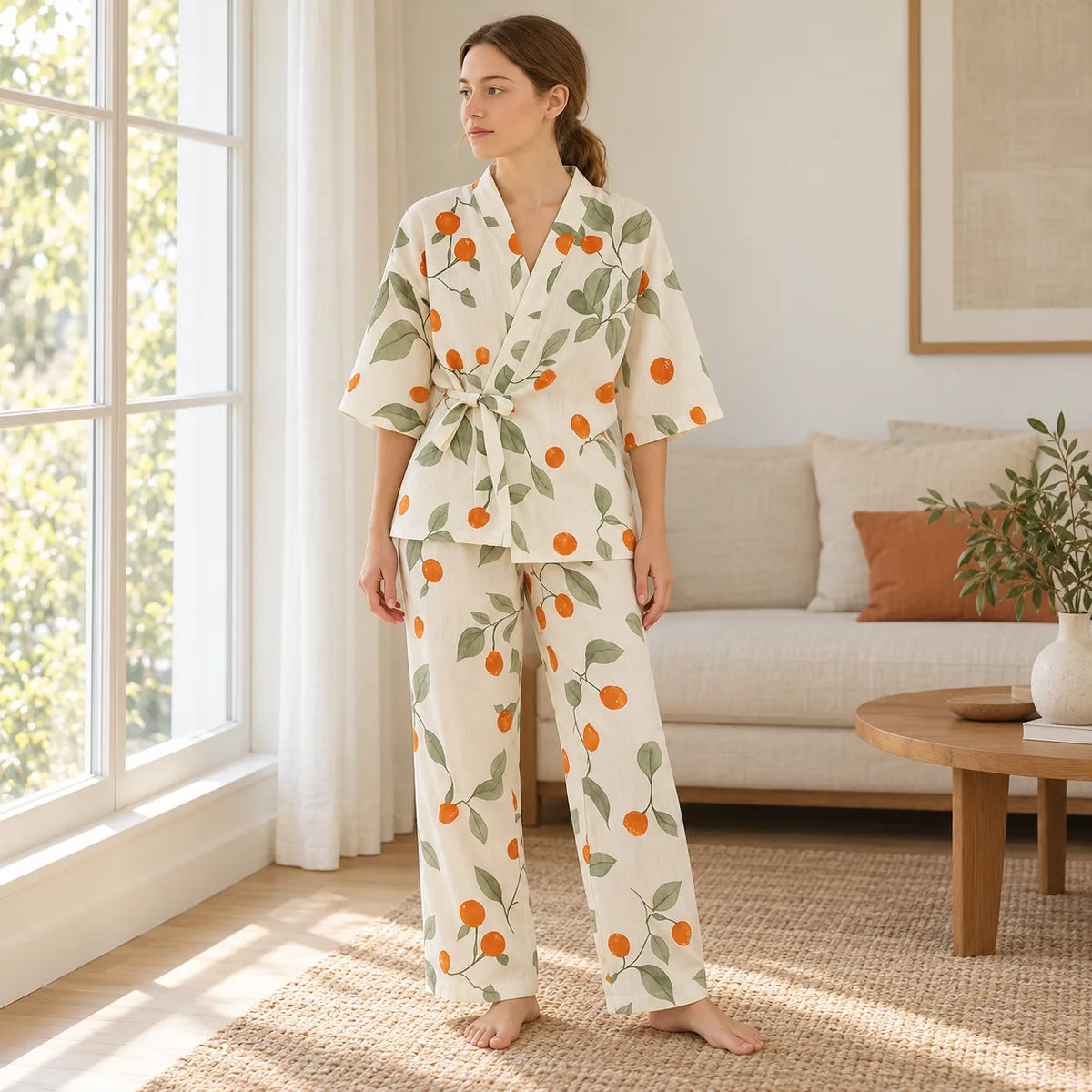 Ensemble Pyjama Kimono Coton Fin
