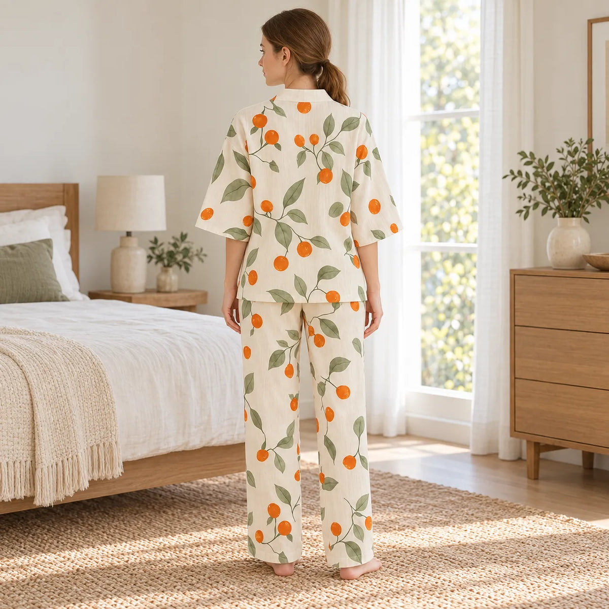 Ensemble Pyjama Kimono Coton Fin Dos