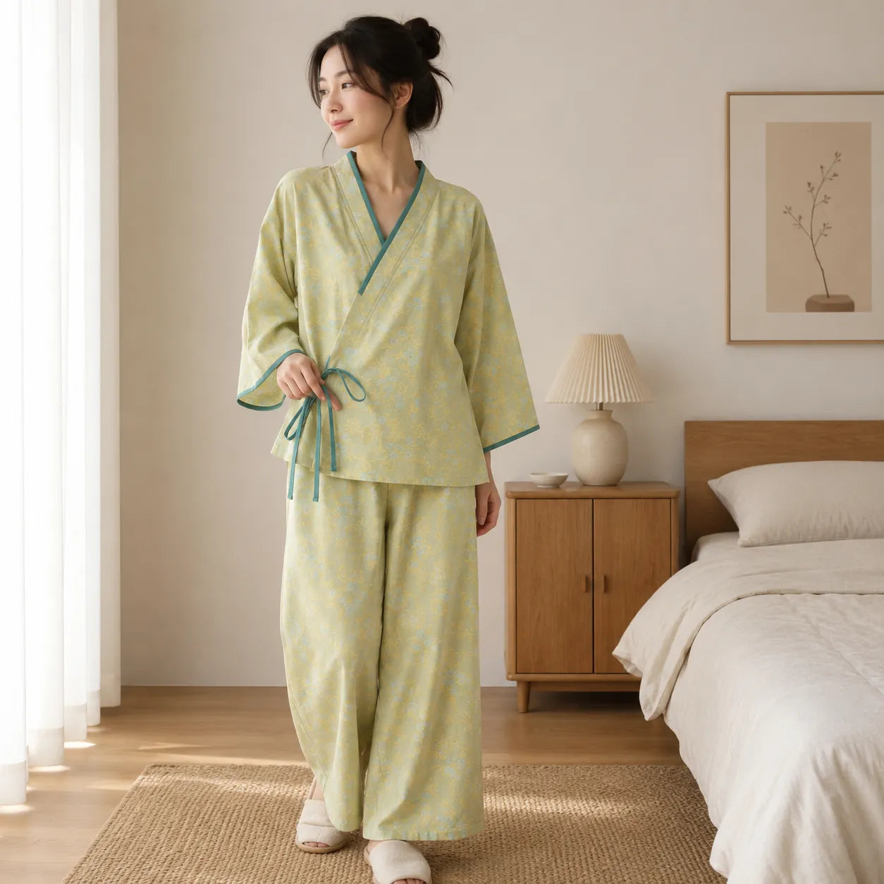 Ensemble Pyjama Kimono Femme Vert Design