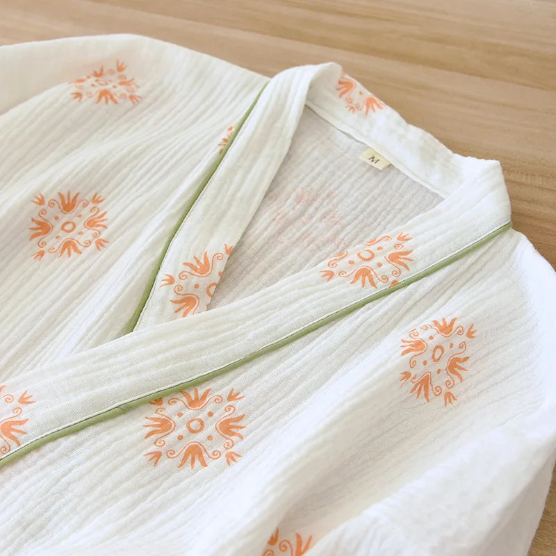 Ensemble Pyjama Kimono Pantalon Fluide col V