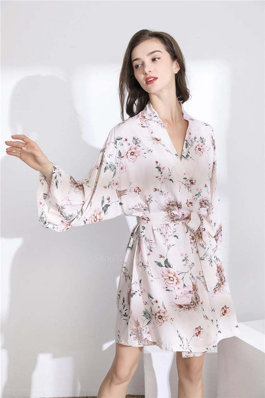 Peignoir Kimono Raffiné à Fleurs femme