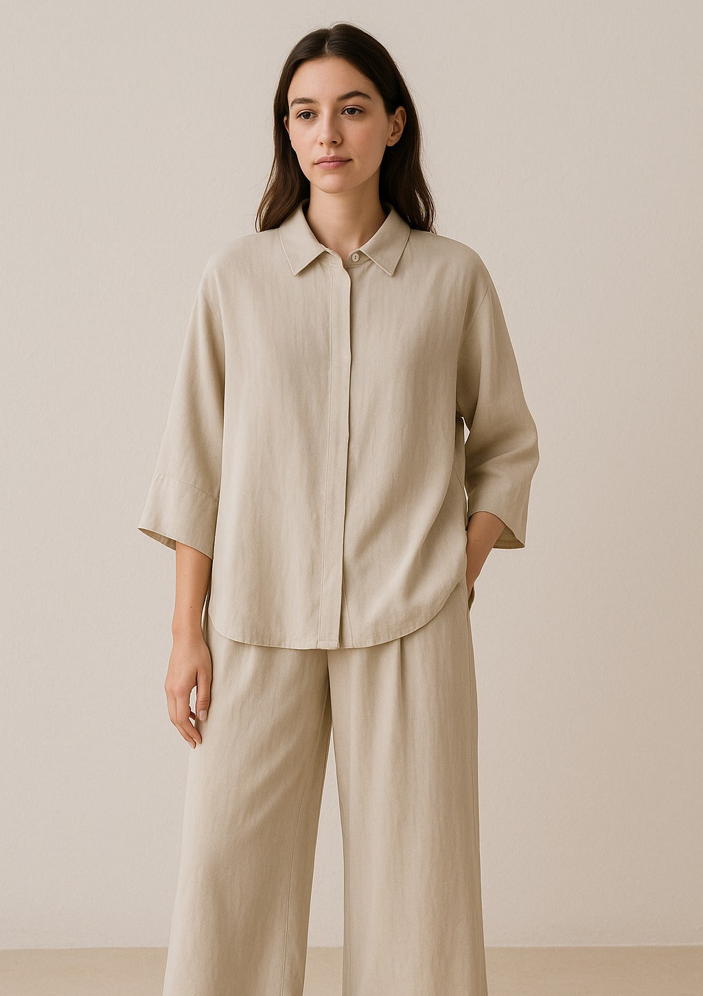 Ensemble Kimono Beige Fluide