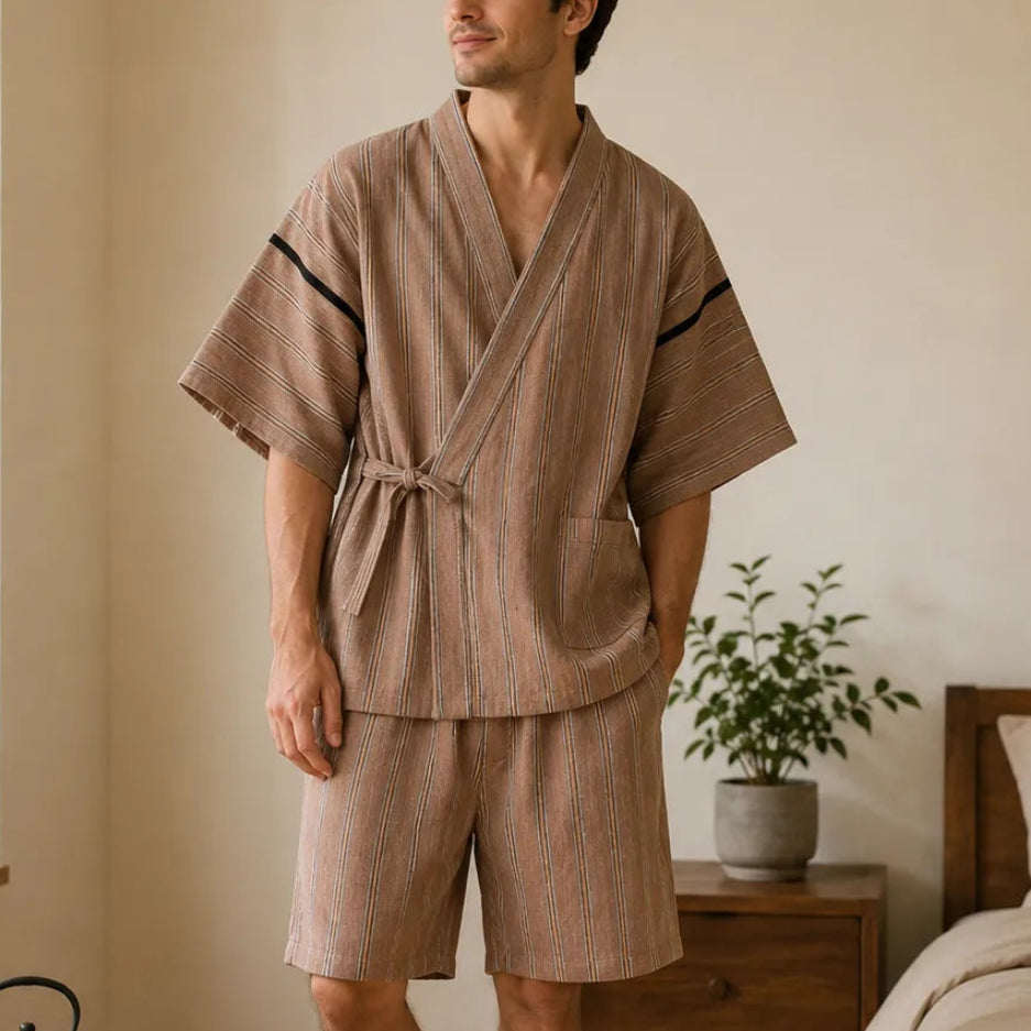 Jinbei Homme Beige Rayé