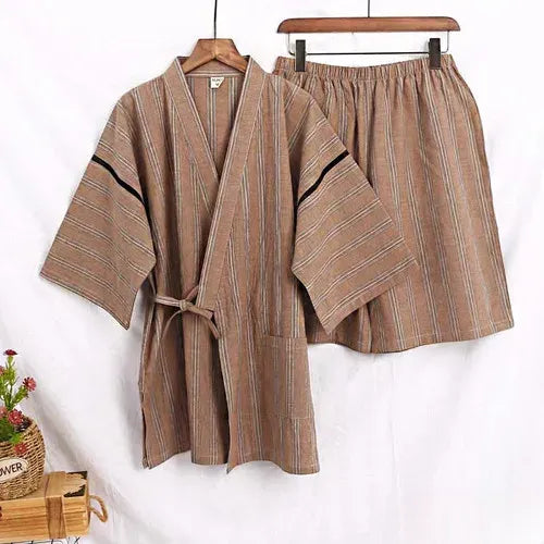 Jinbei Homme Beige Rayé Confortable