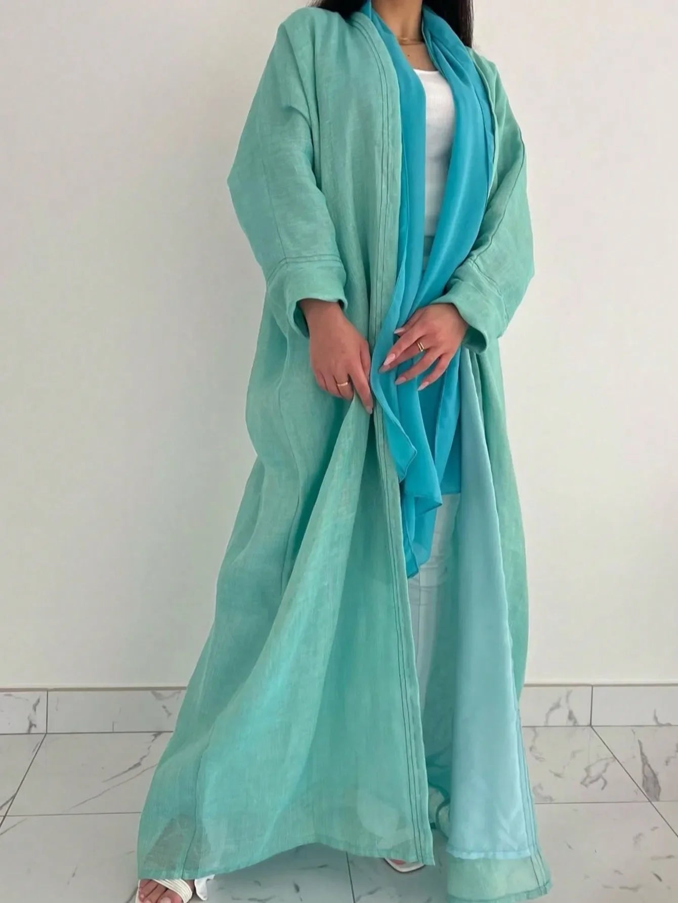 Kimono Abaya Bleu Vert Décontracté