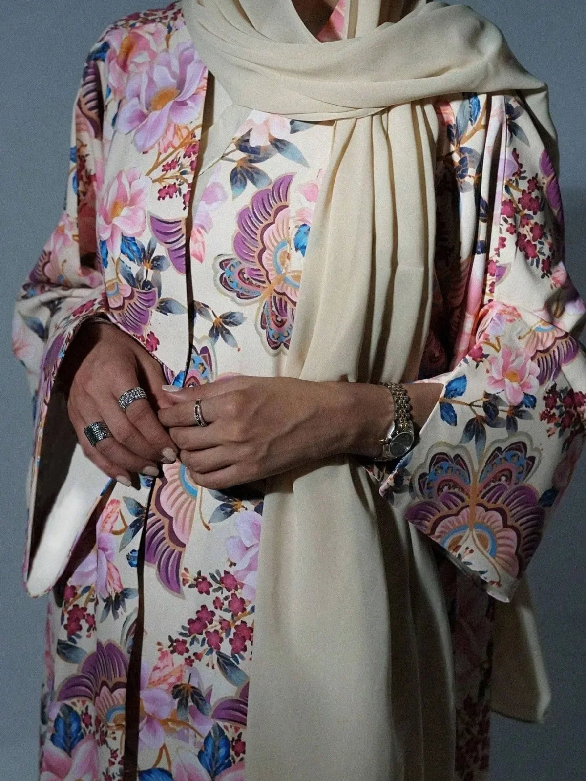 Kimono Abaya Fleuri Rose chic