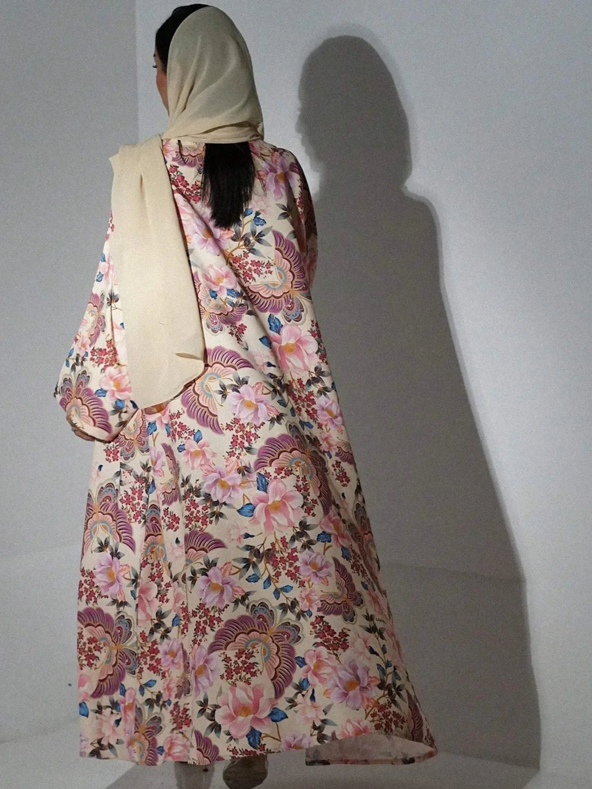 Kimono Abaya Fleuri Rose stylé