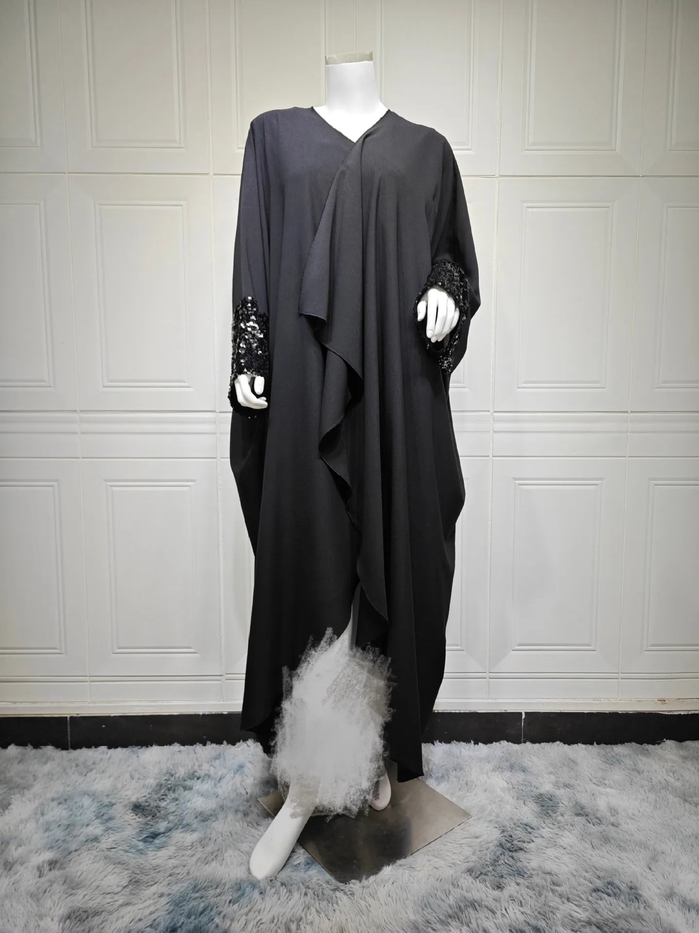 Kimono Abaya Noir à Sequins stylé