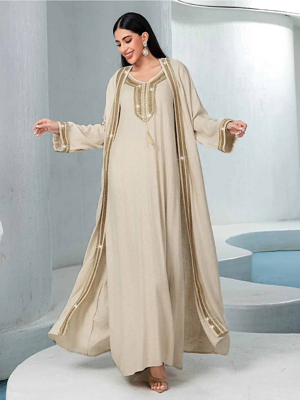 Kimono Abaya Raffiné avec Robe léger