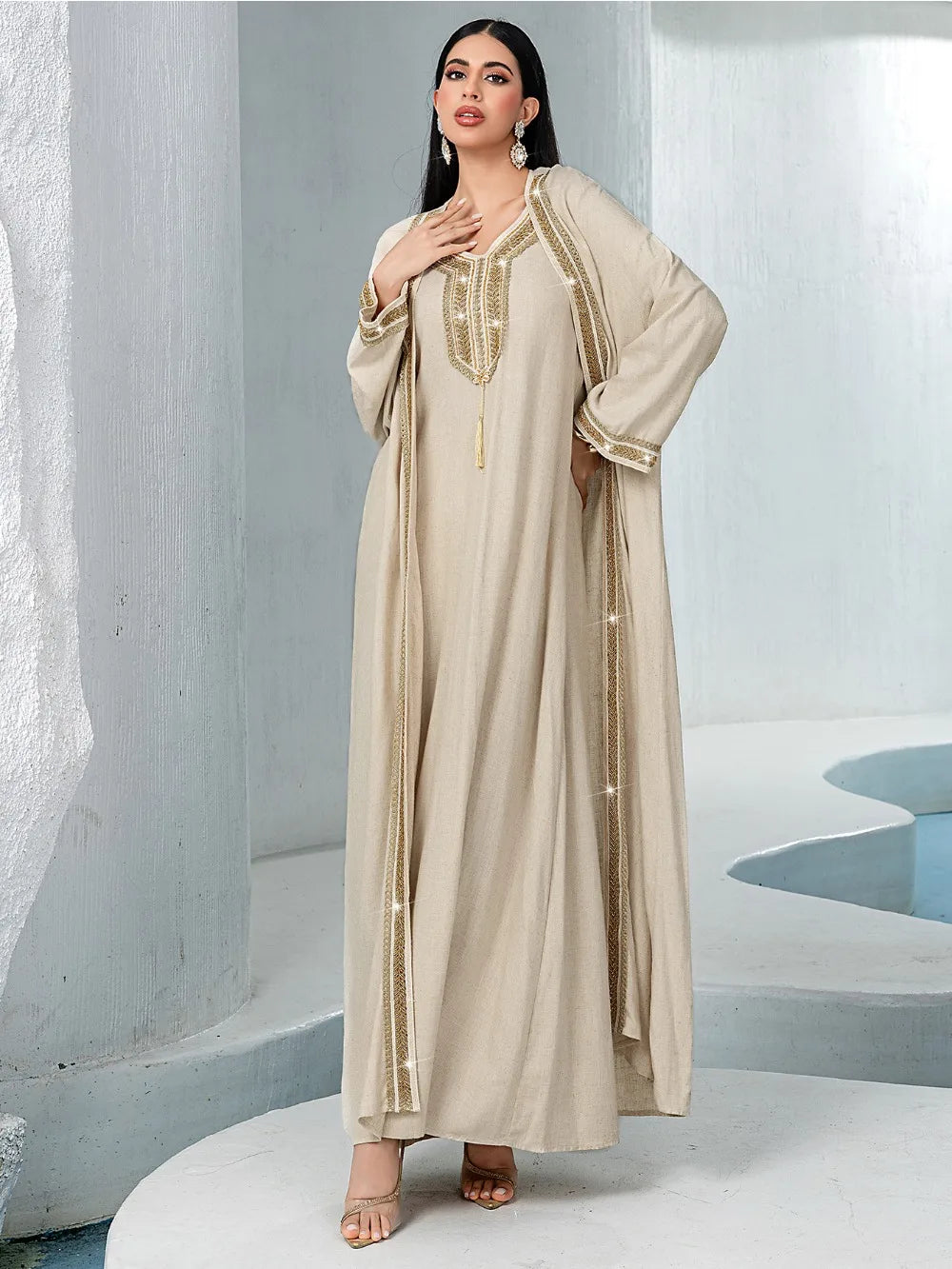 Kimono Abaya Raffiné avec Robe long